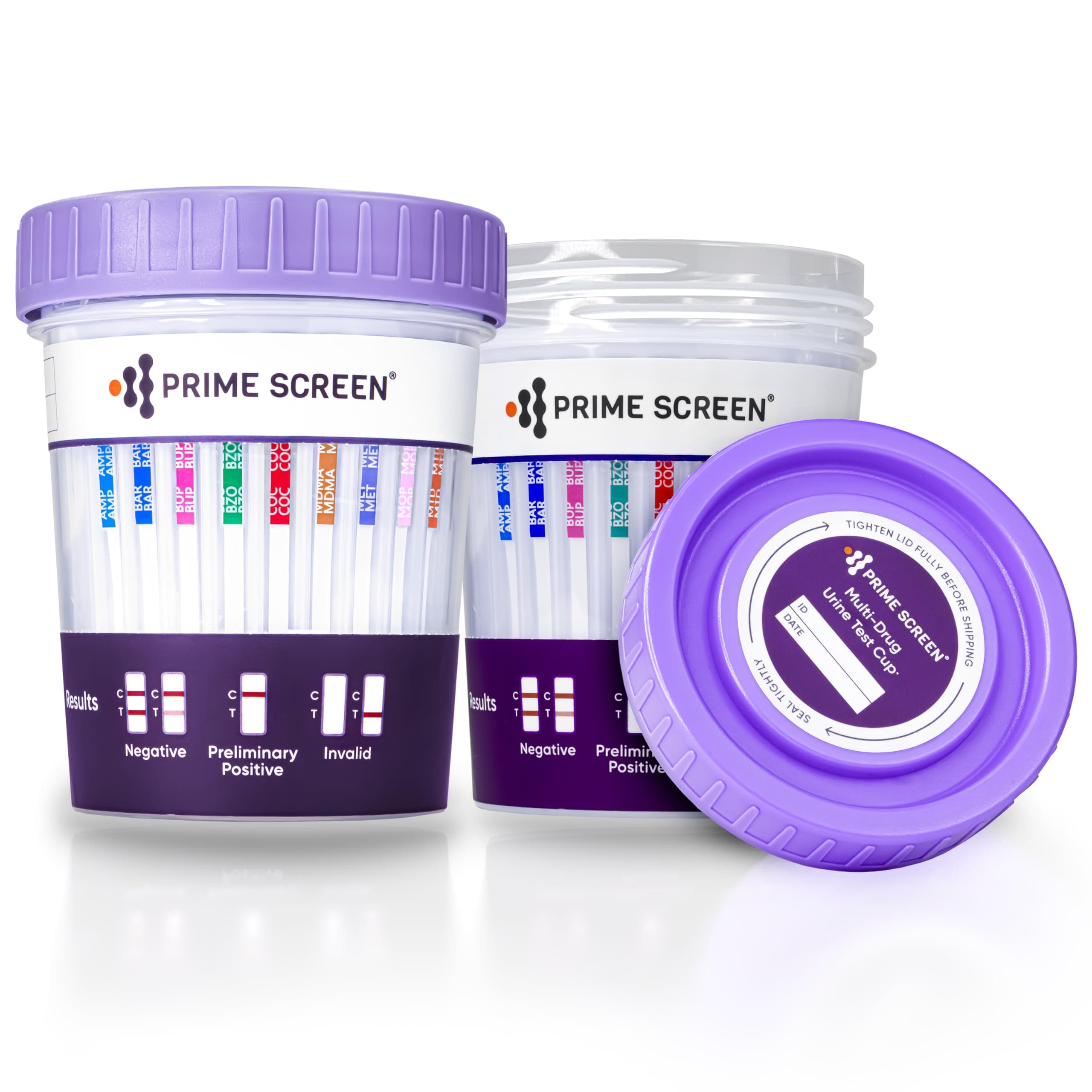 Prime Screen-12 Panel Multi Drug Urine Test Compact Cup (AMP,BAR,BUP,BZO,COC,mAMP/MET,MDMA,MOP/OPI,MTD,OXY,PCP,THC) C-Cup-[2 Pack]- CDOA-6125