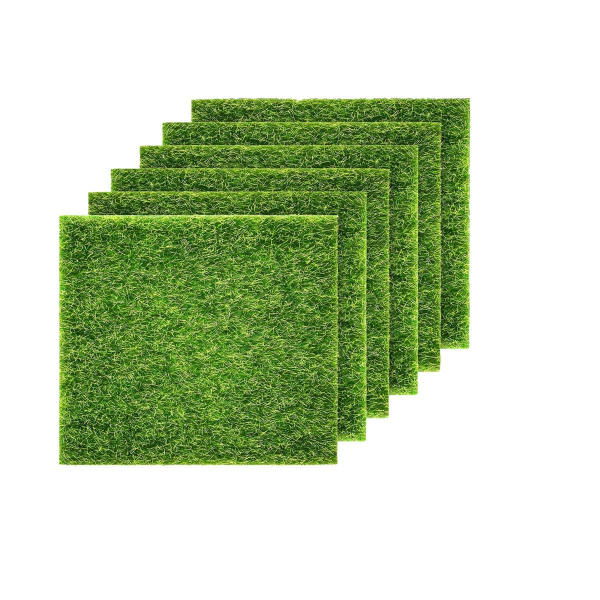 Artificial Grass, 6 Pcs Artificial Garden Grass, 6X 6 Inch Life-Like Fairy Artificial Grass Lawn Miniature Ornament Garden Dollhouse Grass Decoration
