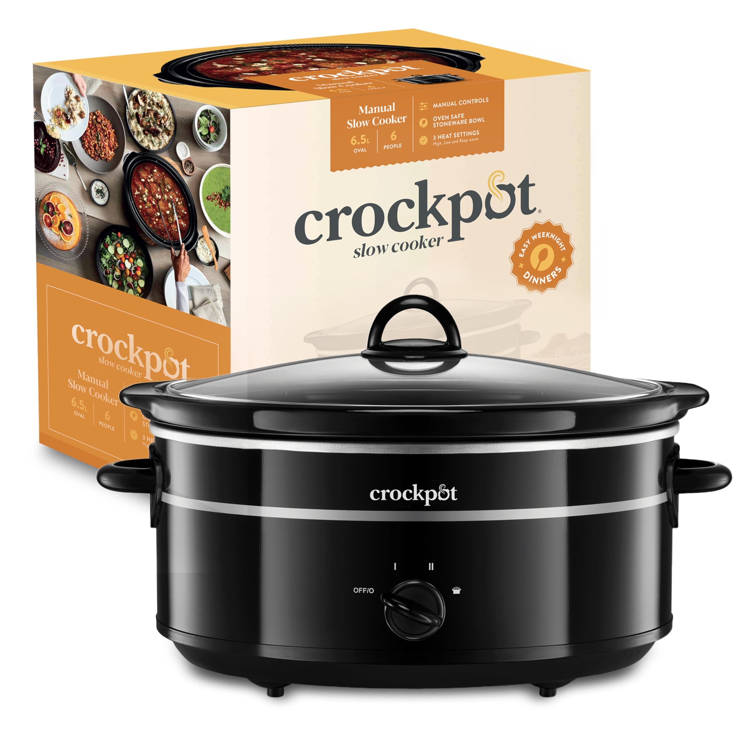Crock-Pot Slow Cooker | Removable Easy-Clean Ceramic Bowl | 6.5 L (8+ People) | Black [SCV655B]