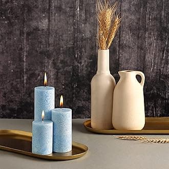 PROSPERRO LUMO by Parkash Candles Set of 3 Fragrance Pillar Candles Marble Finish (Maldives Fragrance)