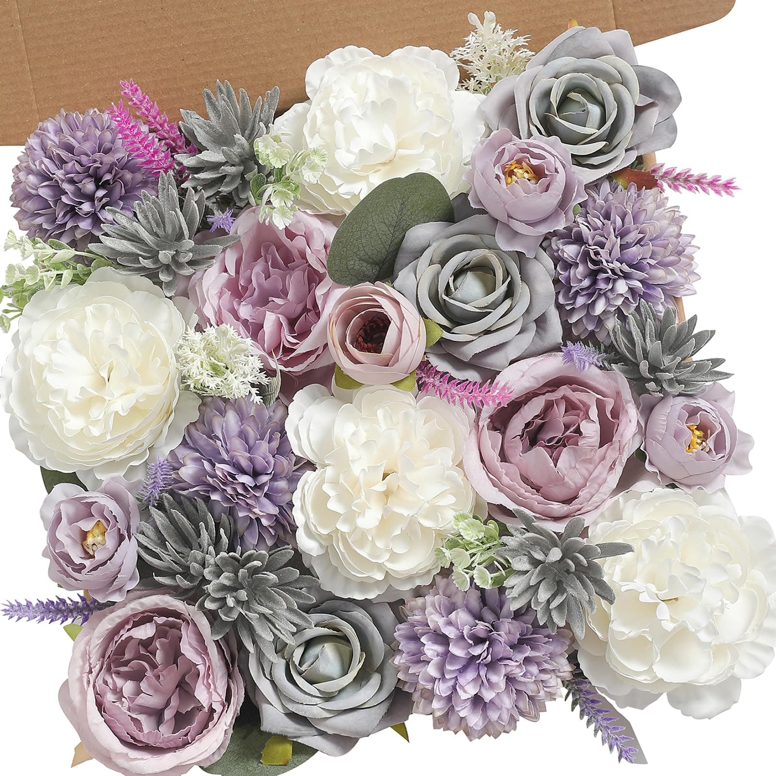 Serra Flora 18Heads Multi Use Artificial Flowers Combo for DIY Centerpieces Arrangements Wedding Bridal Bouquet Table Chair Decor Candle Holder Baby Shower Cake Decor Flower Strips Home Decor