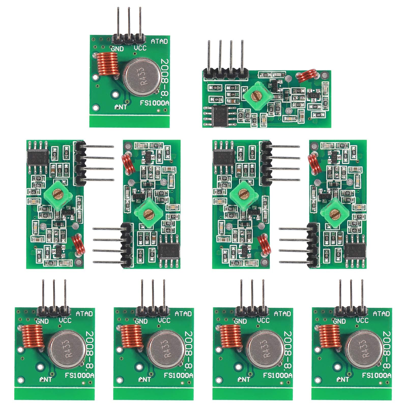 5Pcs 433MHz RF Wireless Transmitter and Receiver Module Kit for Arduino/ARM/MCU, and for Raspberry pi