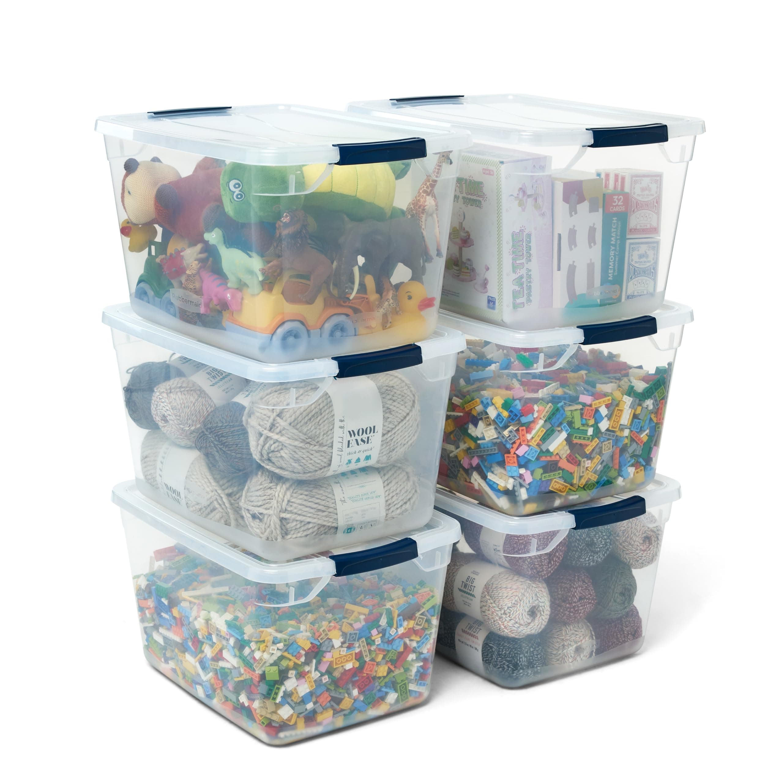 Cleverstore Clear 32 Qt, 6 Pack Stackable Plastic Storage Bins with Lids, Great for Closet and Laundry Storage, Organizing in the Home