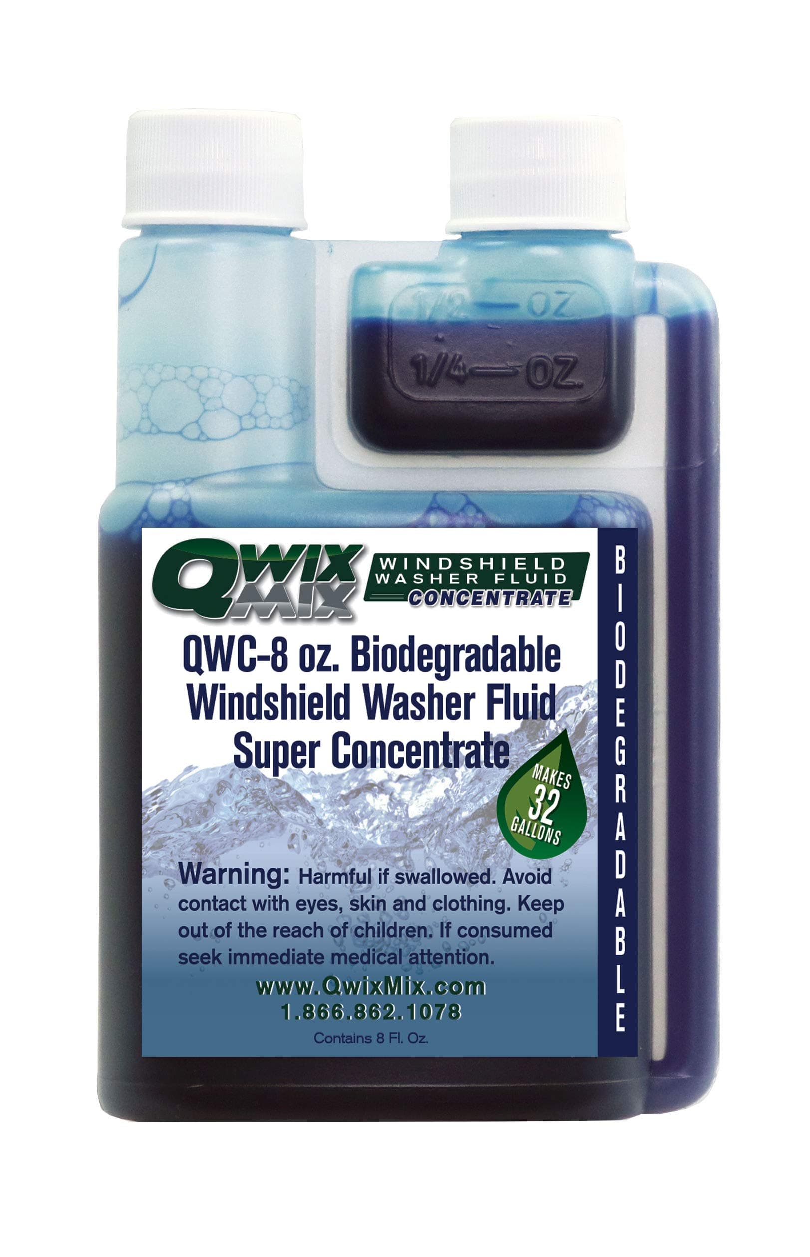 Windshield Washer Fluid Concentrate, 1 Bottle Makes 32 Gallons, 1/4 oz. Makes 1 Gallon 100% Biodegradable
