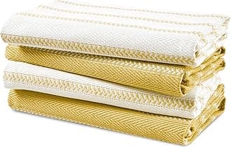 LANE LINEN Kitchen Towels Set - Pack of 4 Cotton Dish Towels for Drying Dishes, 18”x 28”, Absorbent Tea Towels, Quick Drying Kitchen Towel Set - Lemon Yellow