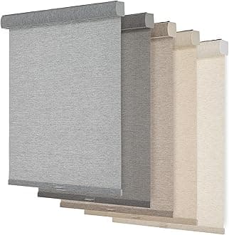 Persilux Light Filtering Roller Shades for Windows,Cordless,Linen Fabric,Roller Blinds,Thermal Insulated Fabric UV Protection Shades for Home,Office,Bedroom,Door,Light Filtering-Grey,38" W X 84" H