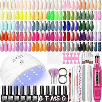 53PCS Gel Nail Polish Kit with U V light and Drill Starter Kit, 35 Colors Gel Polish Set 5pcs Top Base Coat All season Fashion Popular Colors Gel Manicure Kit Gifts for Women