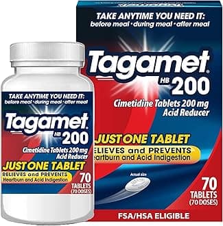 HB 200 mg Cimetidine Acid Reducer and Heartburn Relief, Relieves and Prevents Indigestion, 70 Count