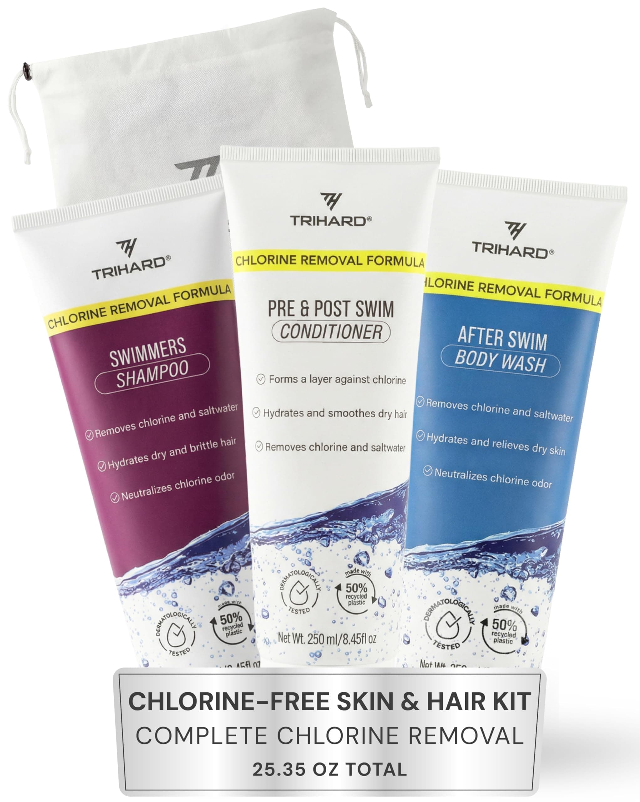- Complete Chlorine Removal Bundle By TRIHARD | Shampoo, Conditioner, Body Wash | Ultimate Pre & Post Swim Care