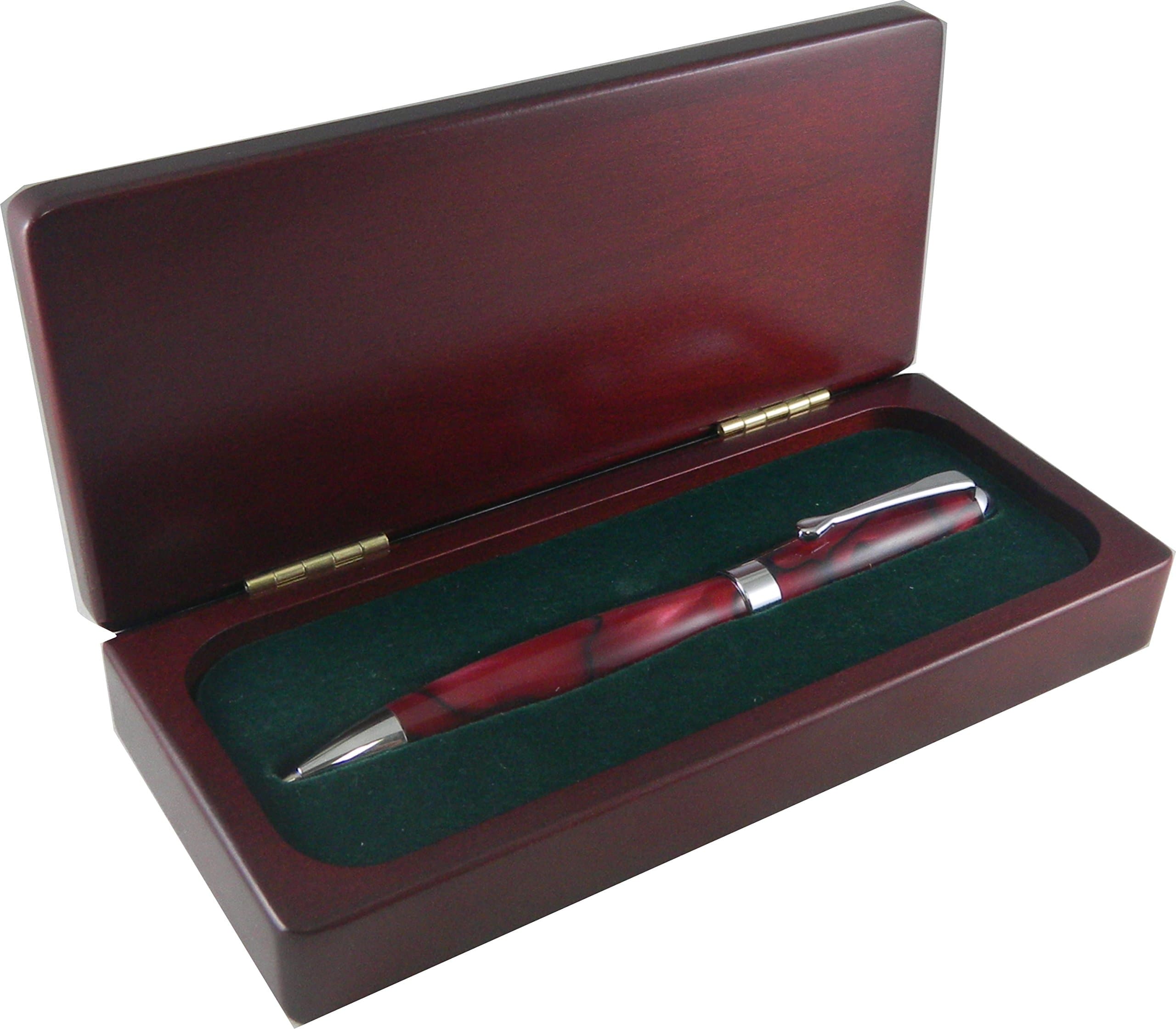 Luxurious Marbleized Roller Pen in Exquisite Wood Box Set (Red)