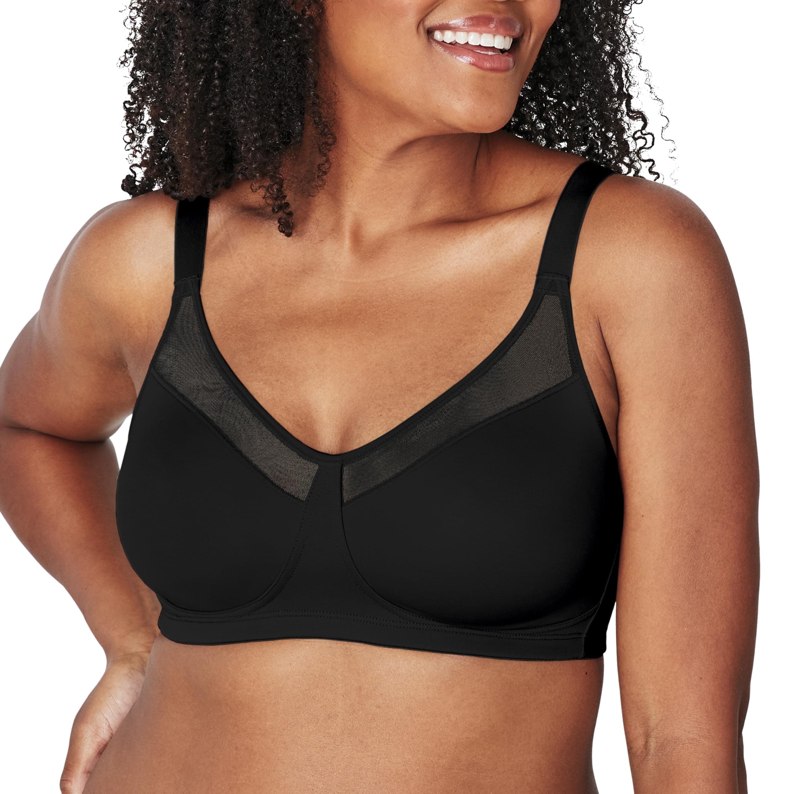 Women's 18 Hour Minimizer Smoothing Full-Coverage Wireless T-Shirt Bra with Mesh Trim