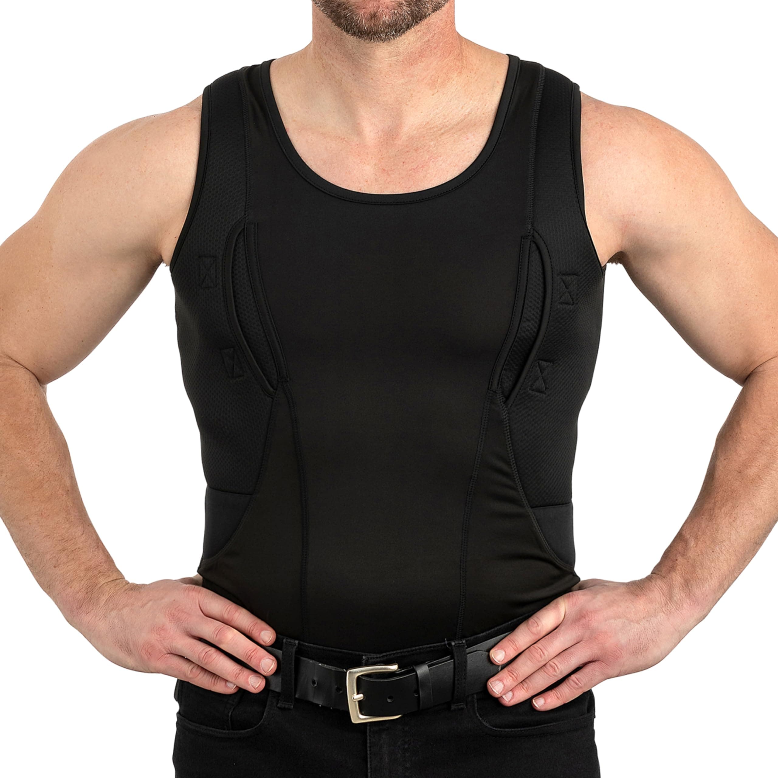 Concealed Carry Holster Tank Top | Secure Hook & Loop Pocket with Large Storage | Mens Tank Top