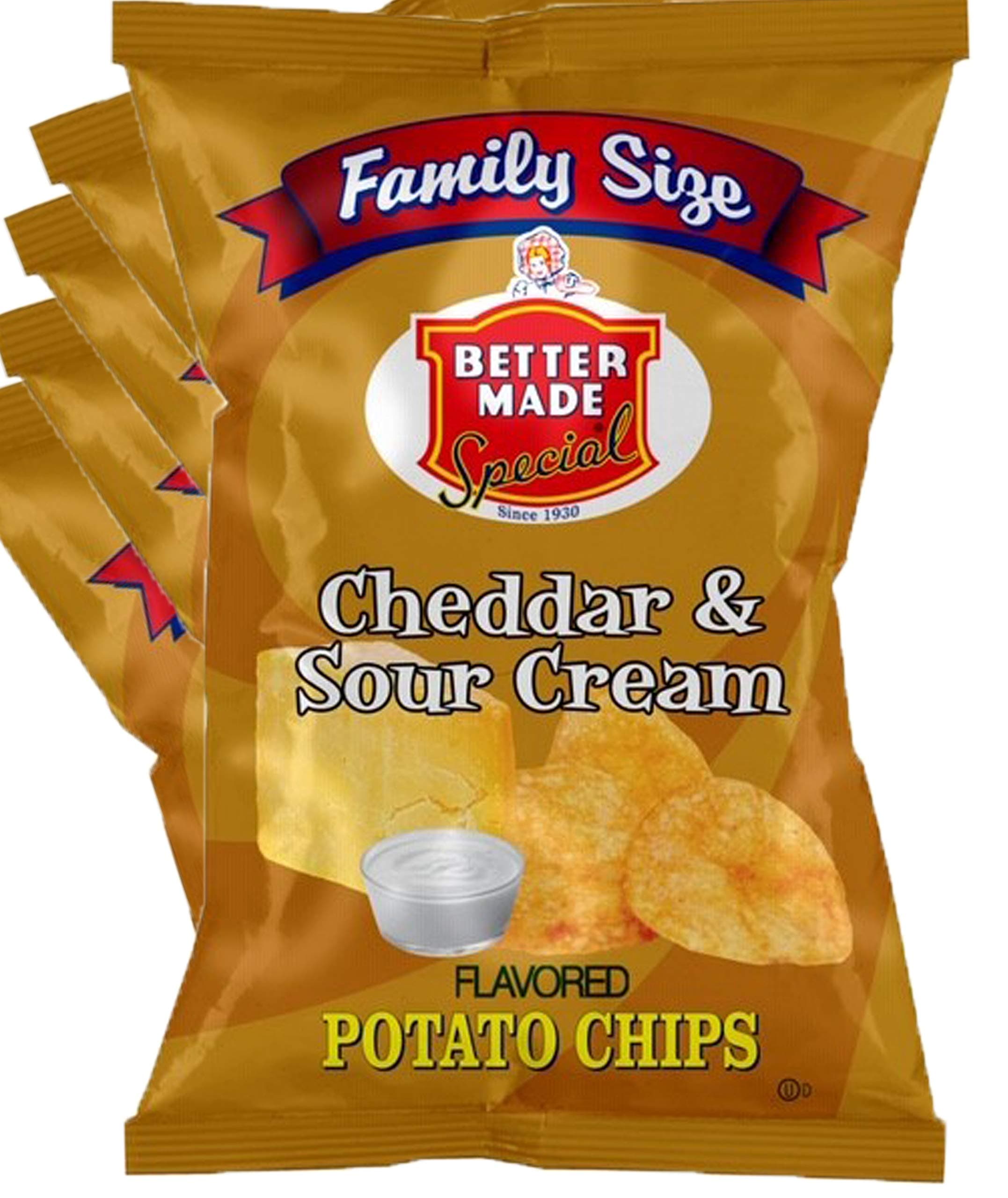 Better Made Special Potato Chips - (4) x 8.5-10oz Bags - (Pack of 4) - Choose Your Flavor! (CHEDDAR & SOUR CREAM)