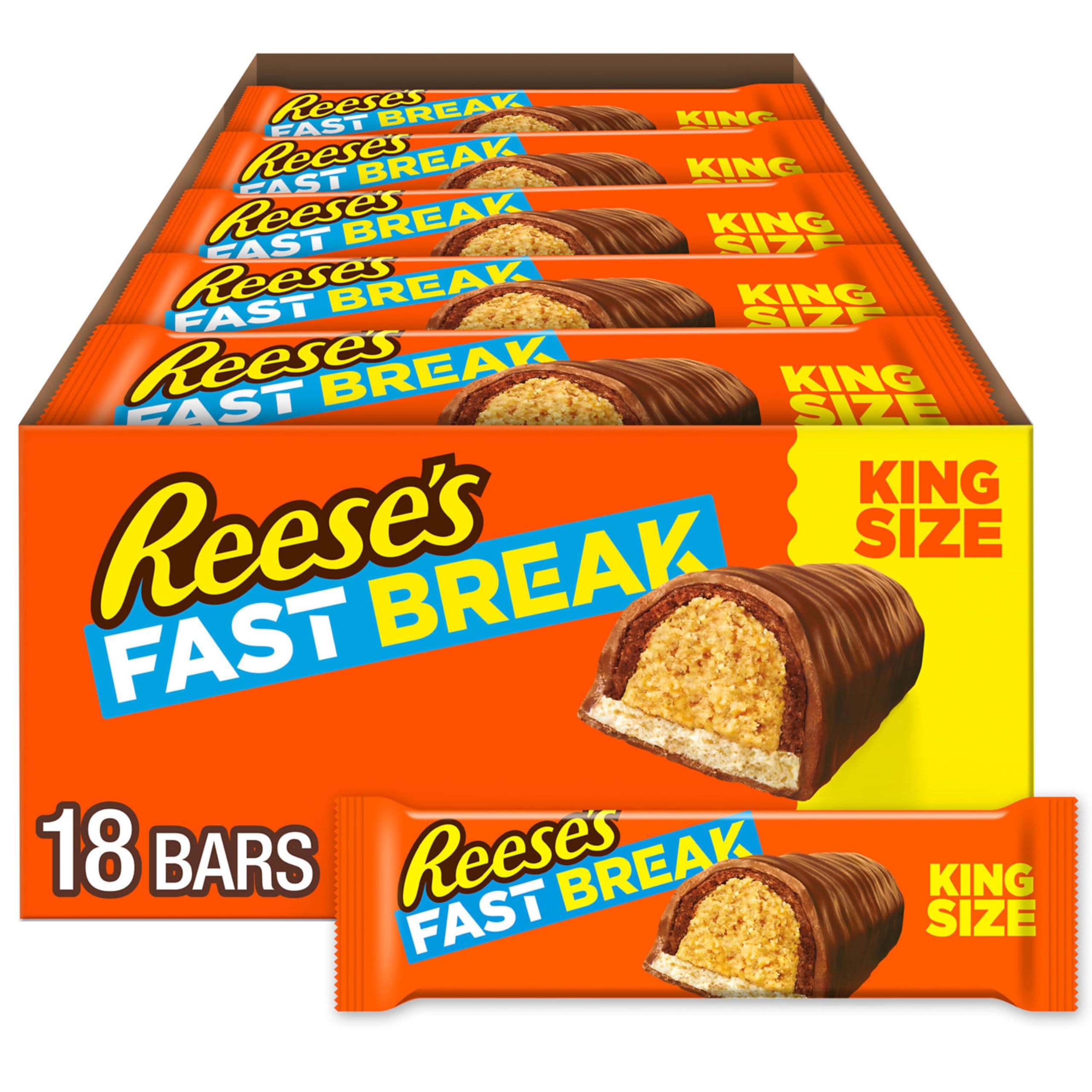 FAST BREAK Chocolate, Peanut Butter and Nougat King Size, Candy Bars, 3.5 oz (18 Count)