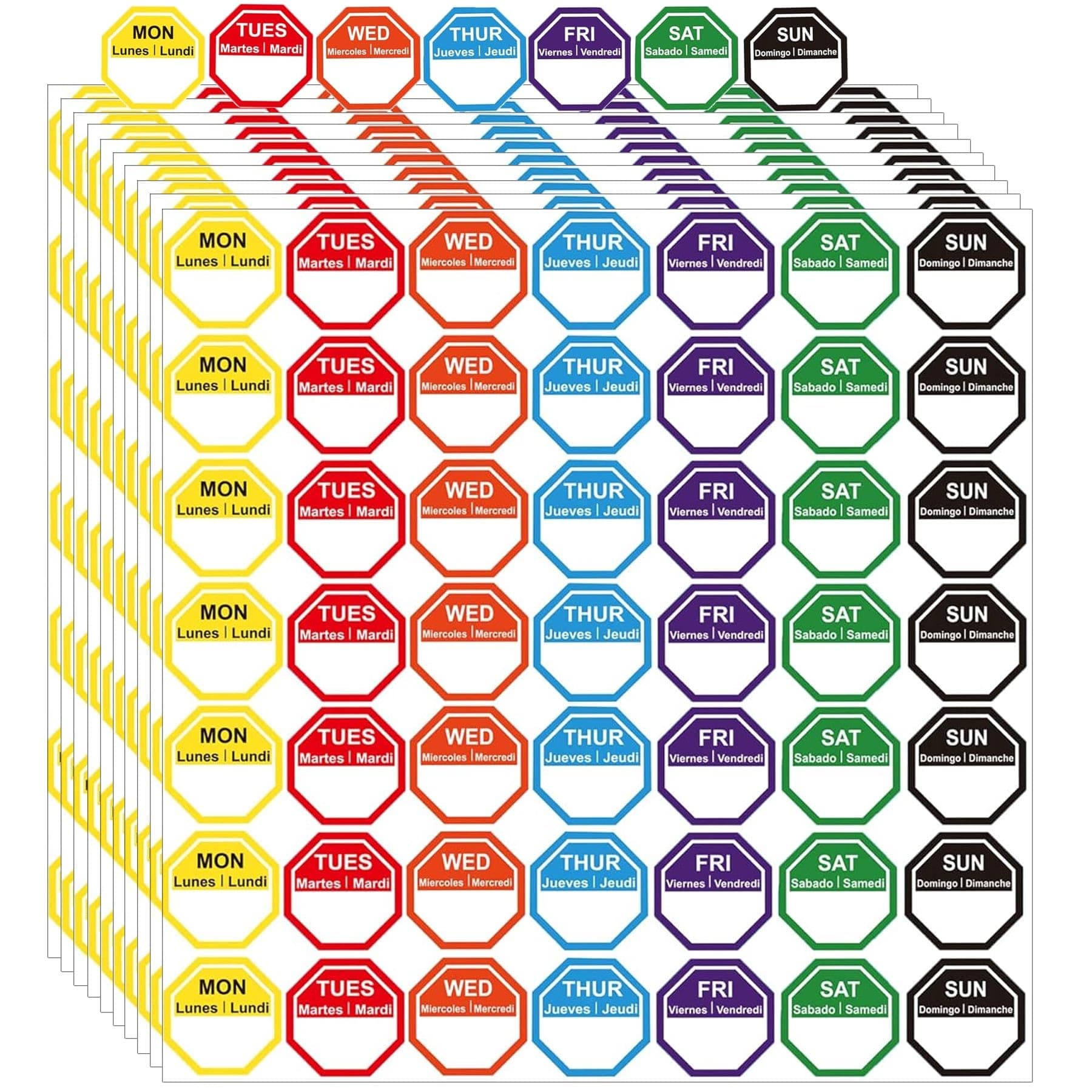 7 Days of The Week Labels Color Coding Food Rotation Dot Stickers-Mon, Tue, Wed, Thurs, Fri, Sat Sun Day Labels-1 Inch Colors-Coded Tab Weekly Label 700 Pcs Color Coding Dot Self Adhesive Stickers