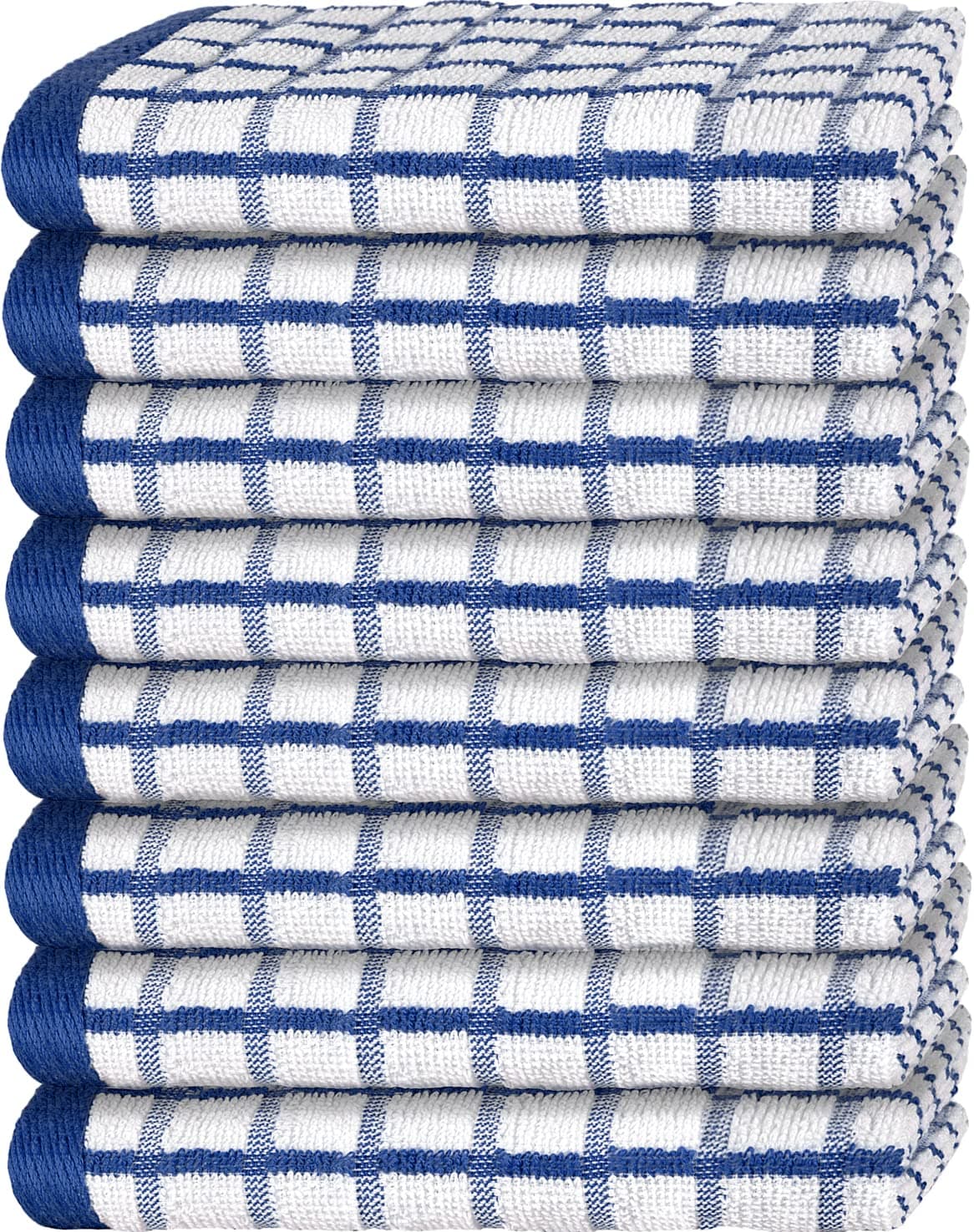 Premium Dish Towels for Kitchen, with Hanging Loop [8 Pack] Heavy Duty Absorbent 100% Cotton 410 GSM Terry Kitchen Towels, 16x26 (Blue)