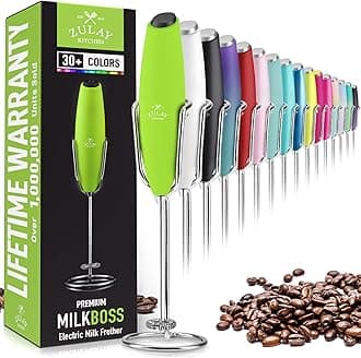 Milk Frother Wand – High-Speed Handheld Frother with Upgraded Stand – Electric Foam Maker with Stainless Steel Whisk