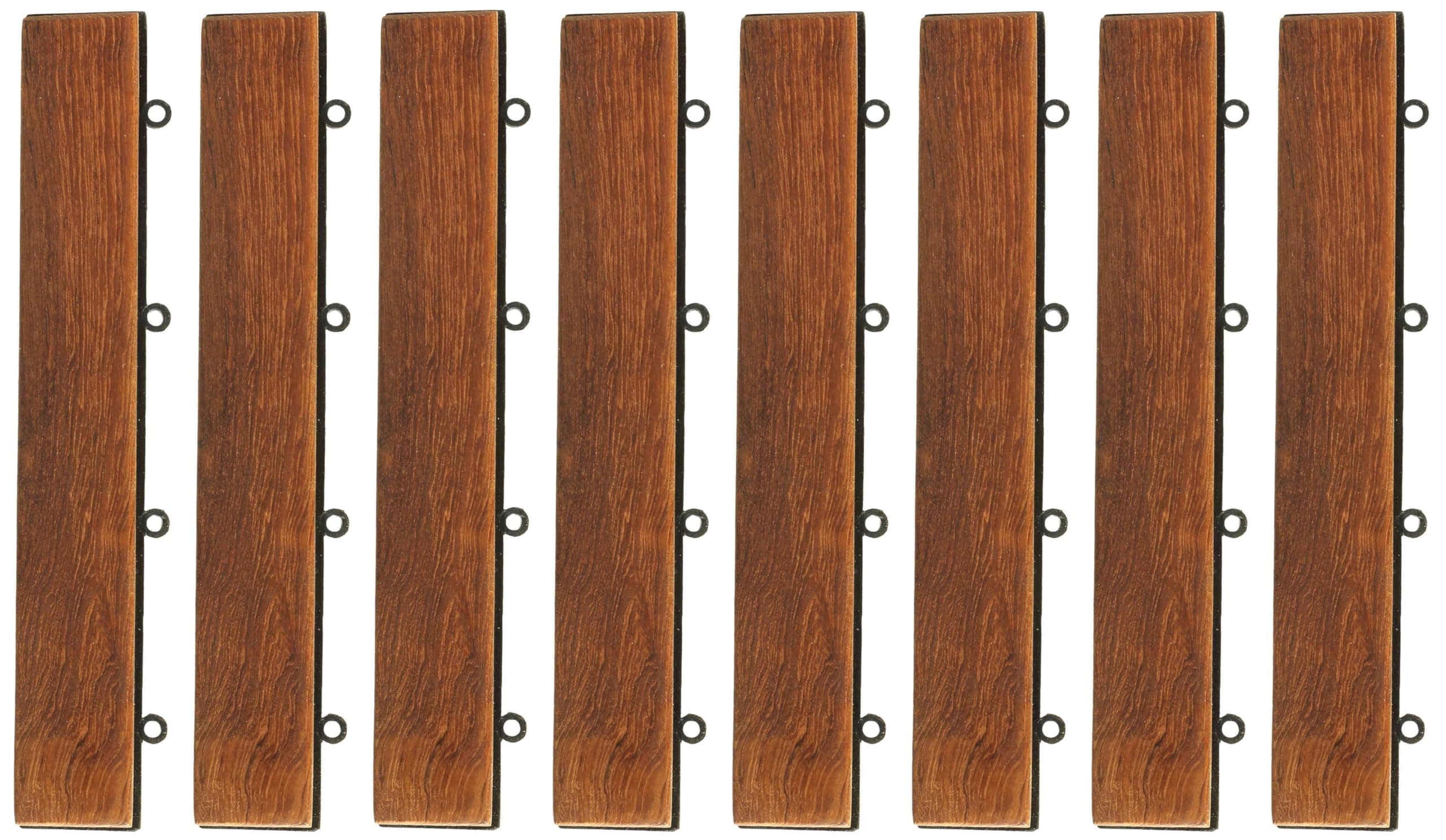 Bare Decor BARE-WF2013 EZ Loop Ends Side Trim Piece Interlocking Flooring in Solid Teak Wood, Brown, 8 Count