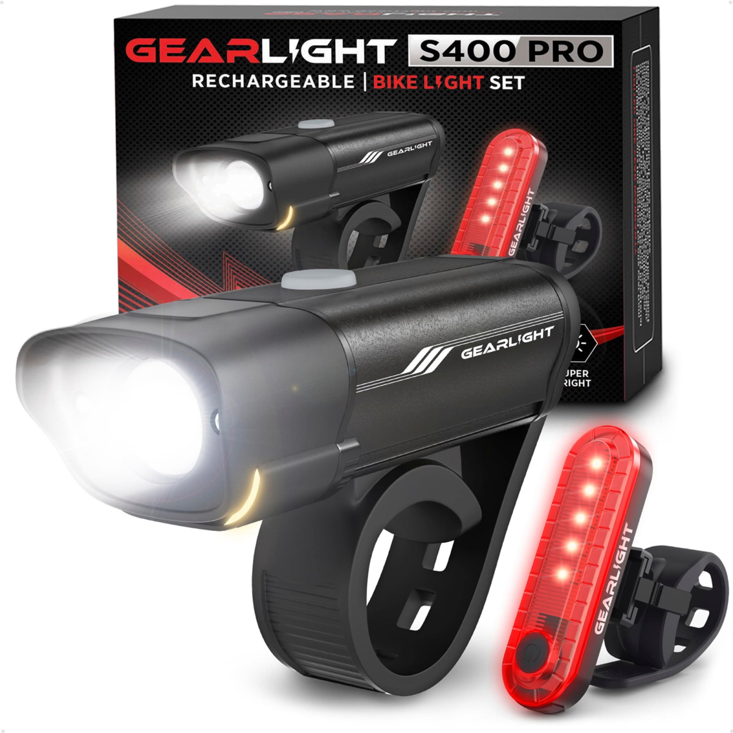 Bike Lights for Night Riding, USB Rechargeable Front and Back Lights, LED Bicycle Headlight and Tail Light Set, Water Resistant Bike Lights Rechargeable for Mountain Bikes, Kids Bike Light, MTB Light