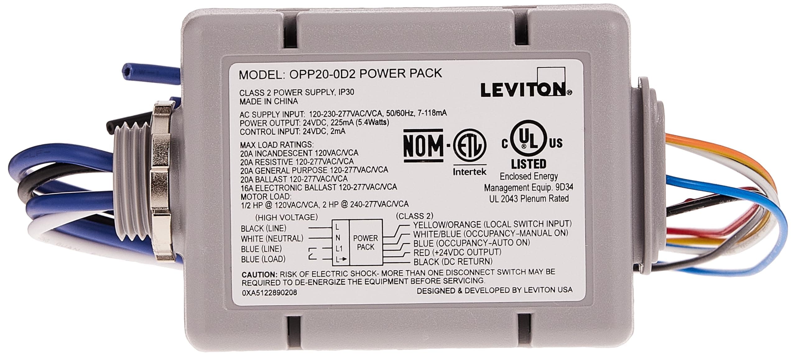 OPP20-D2 20-Amp Super Duty Power Pack for Occupancy Sensors, Basic with Auto-On, Manual-On and Local Switch Inputs, Gray