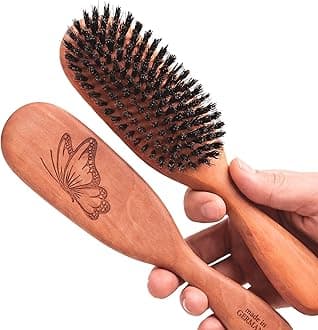 100% Wild Boar Bristle Hairbrush for Natural Healthy Hair, The Tibet brush, Medium Soft Bristles, Pear Wood Handle, for Fine or Thinning Hair, for Women & Men, Made in Germany's Black Forest