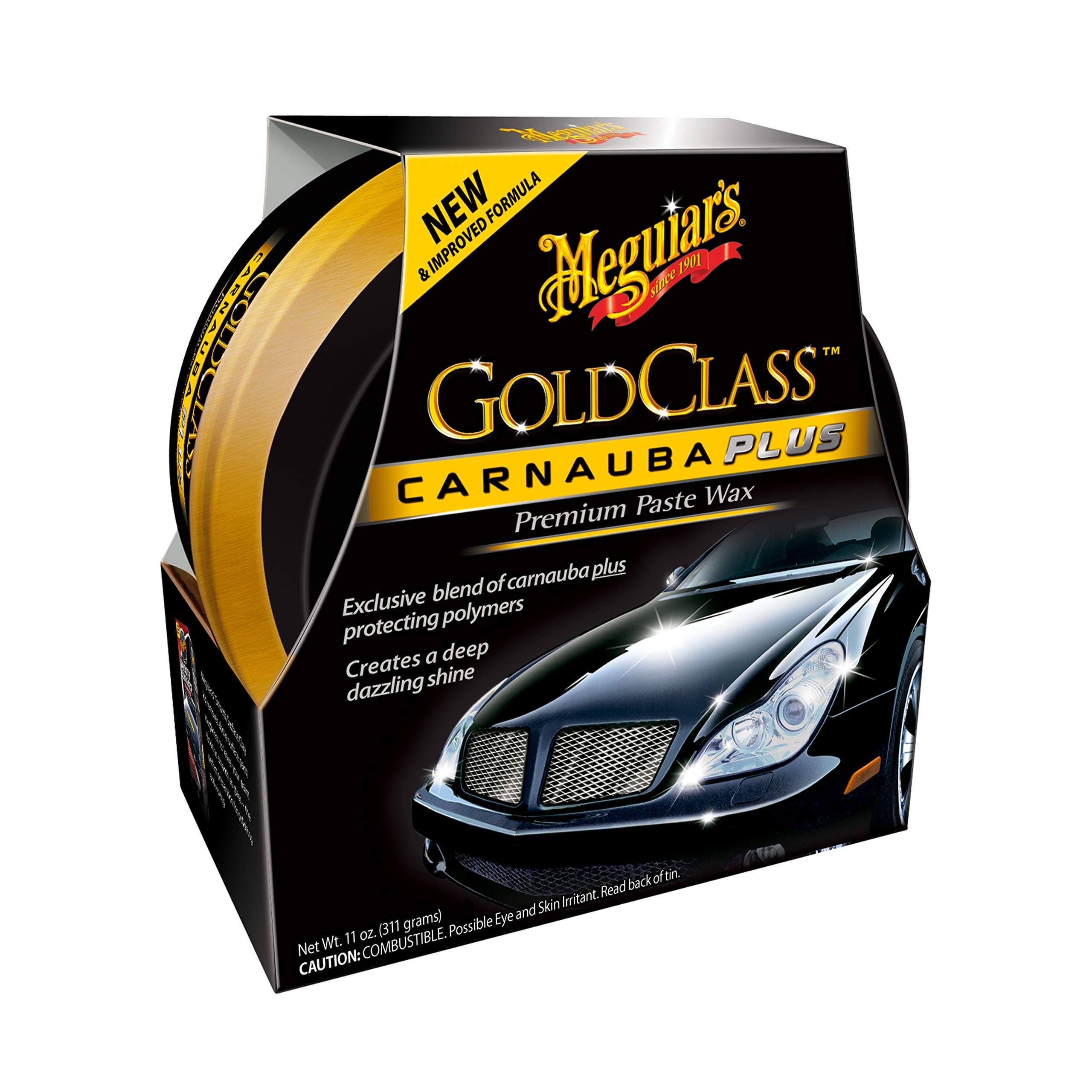 – Gold Class Carnauba Plus Premium Paste Wax 311 g – Long-Lasting Carnauba-Polymer Blend for Deep Shine & Reflective Finish, Safe for Clear Coat & Glossy Paint