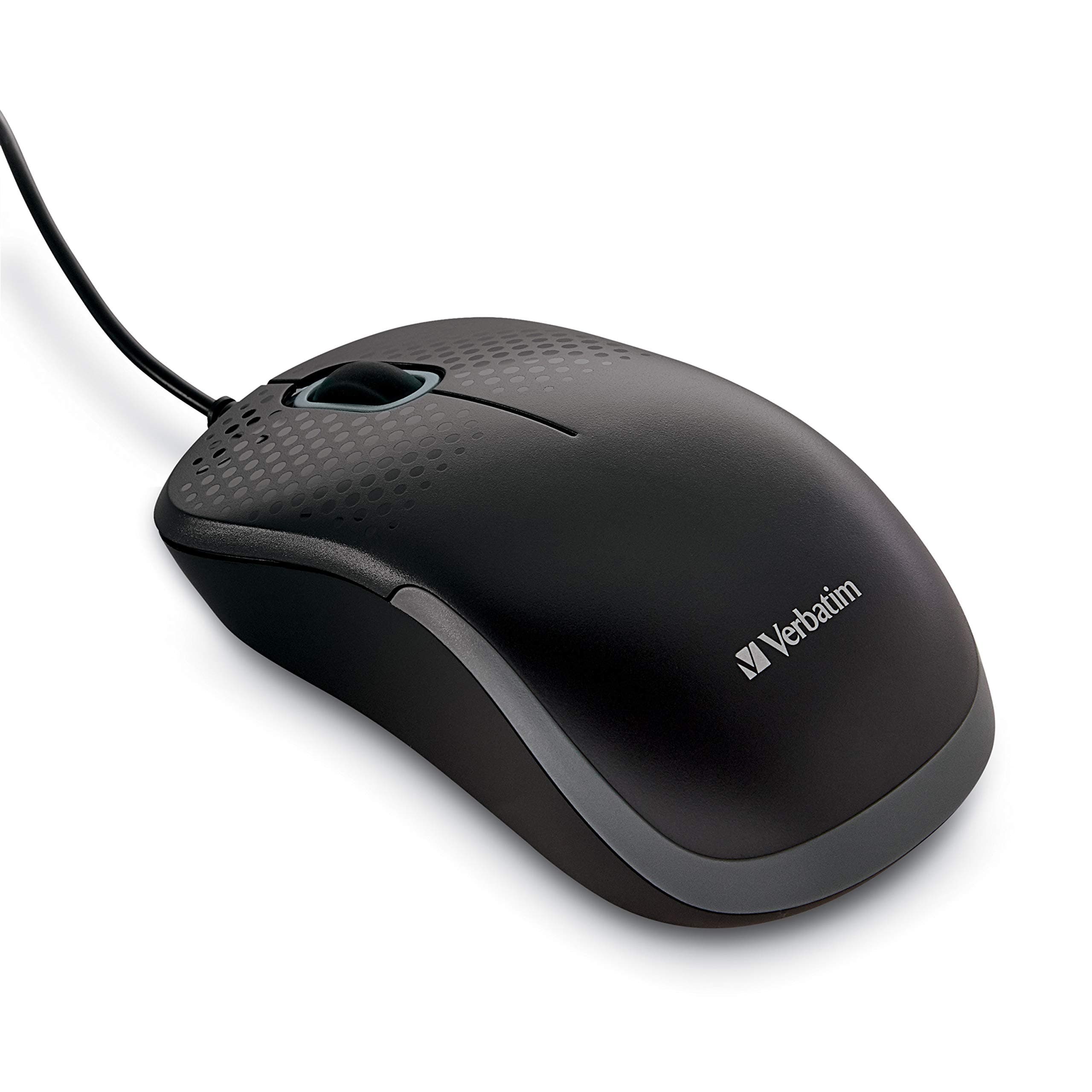 Verbatim USB Silent Corded Optical Mouse - Computer Wired Noiseless and Silent Click Mouse for Mac and PC - Black