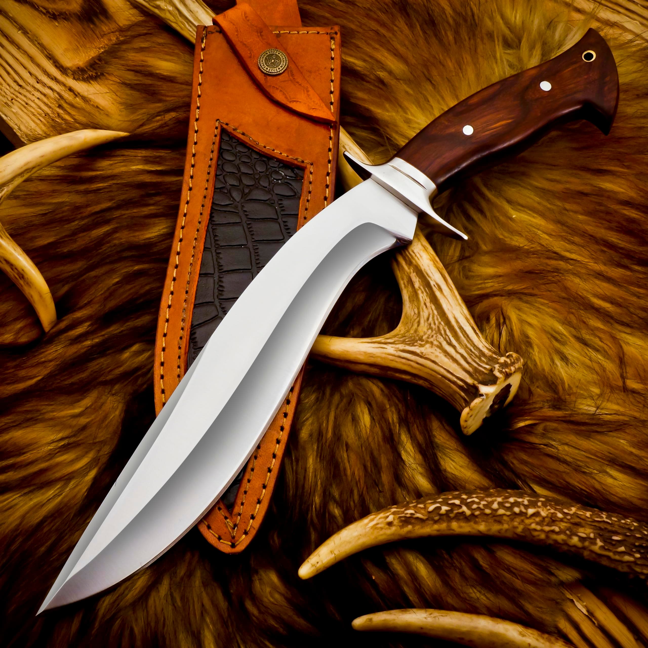 Poshland REG-234 Handmade Customised D2 Steel Kukri Knife - Exotic Wood Handle
