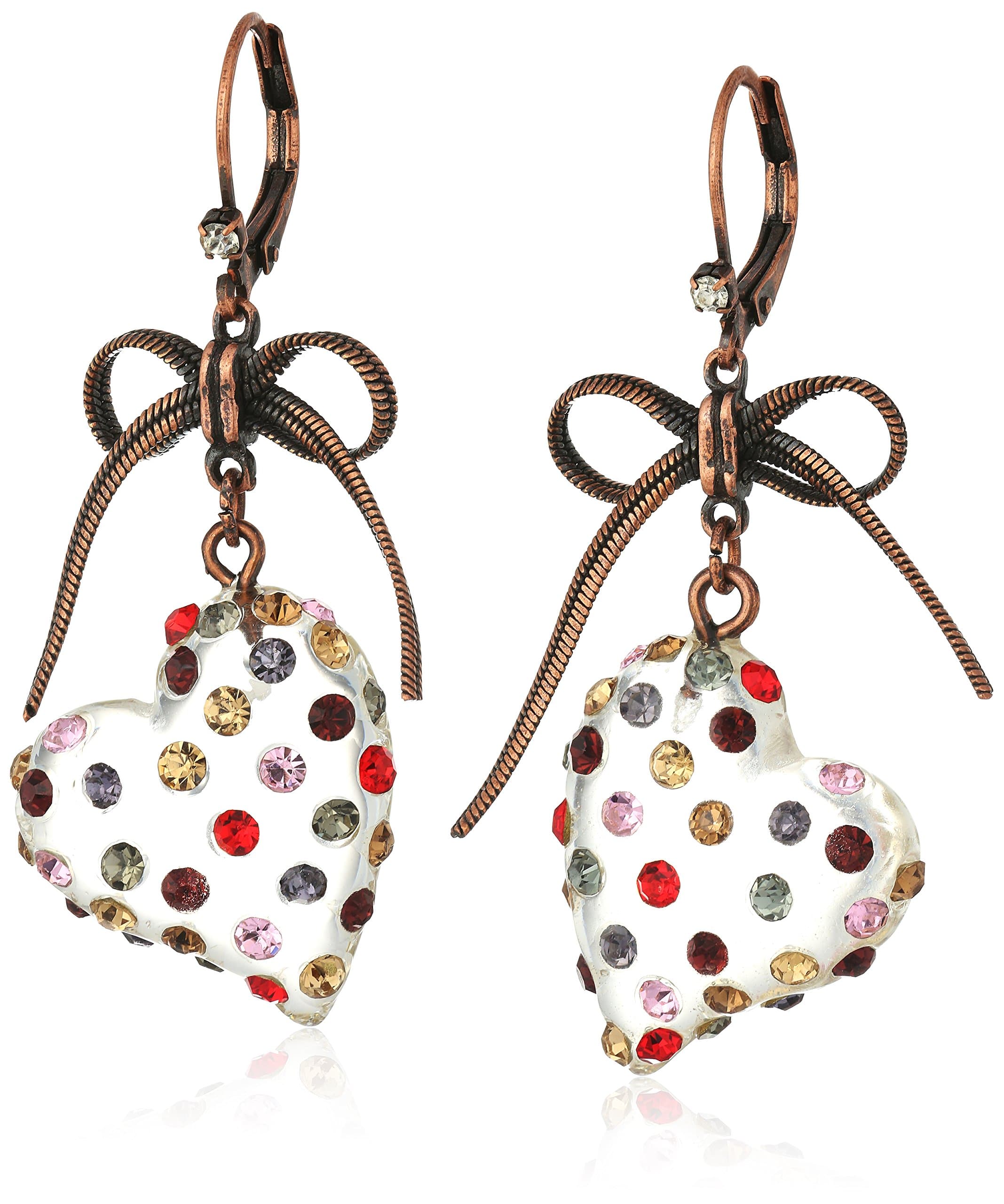 Multi Lucite Heart Drop Earrings