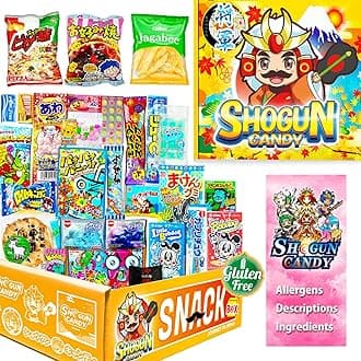 SHOGUN CANDY, 40 Pcs Japanese Snacks and Japanese Candy, Popin Cookin Snack Boxes, Kawaii Dagashi Box, (SHOGUN(Gluten free))