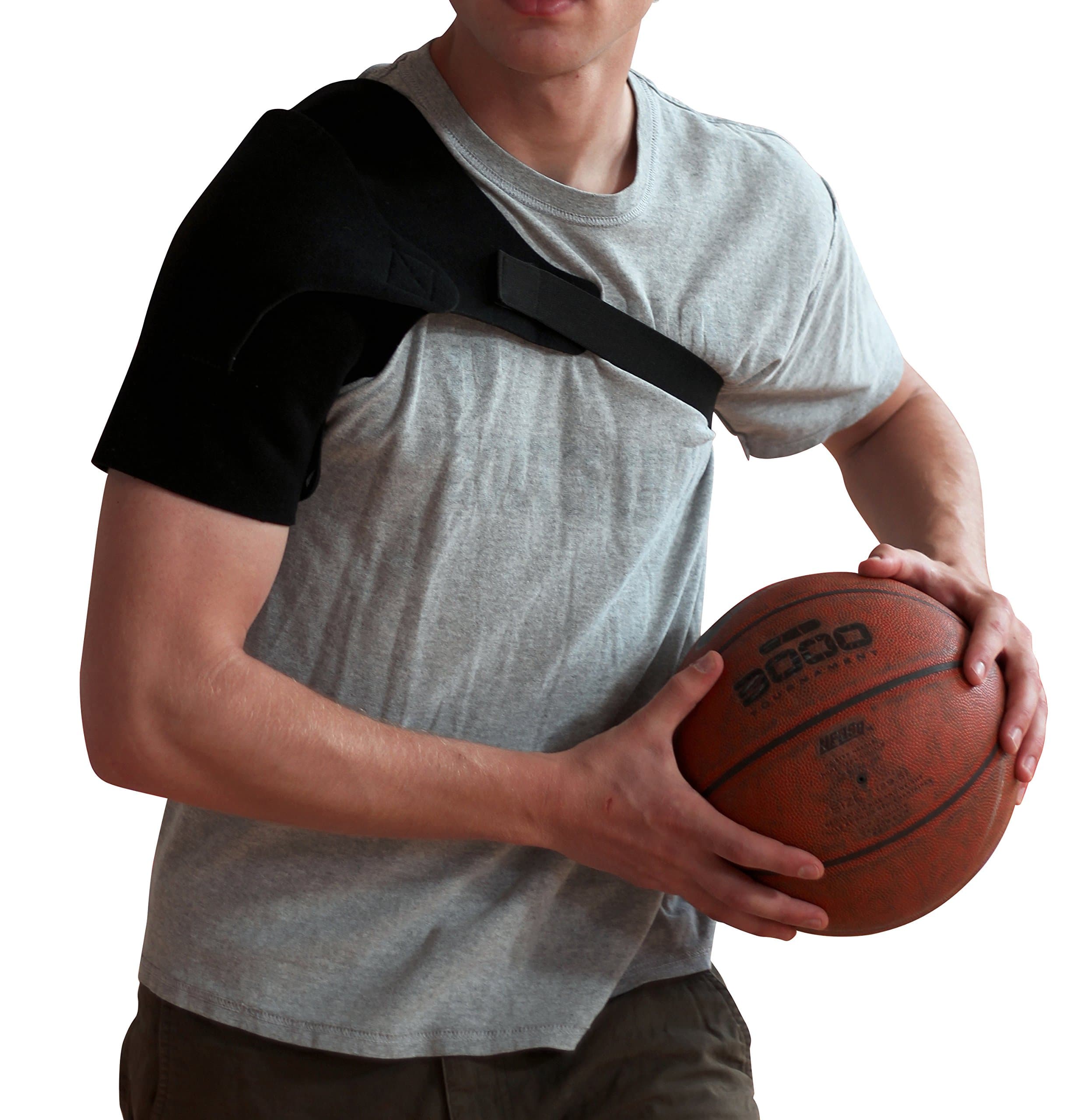 Shoulder Strap Rotator Cuff Brace - Shoulder Pain Relief Compression Sleeve Immobilizer Lightweight Adjustable Neoprene Wrap Dislocated Frozen Right Left Shoulder Women and Men Stealth Support Medium