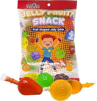 Fusion Select Jelly Fruit Snack Jelly Fruits Hit or Miss Challenge - Fruit-Shaped Jelly- Assorted Flavors, Strawberry, Orange, Apple, Pineapple, Grape, Mango (1 Bag)