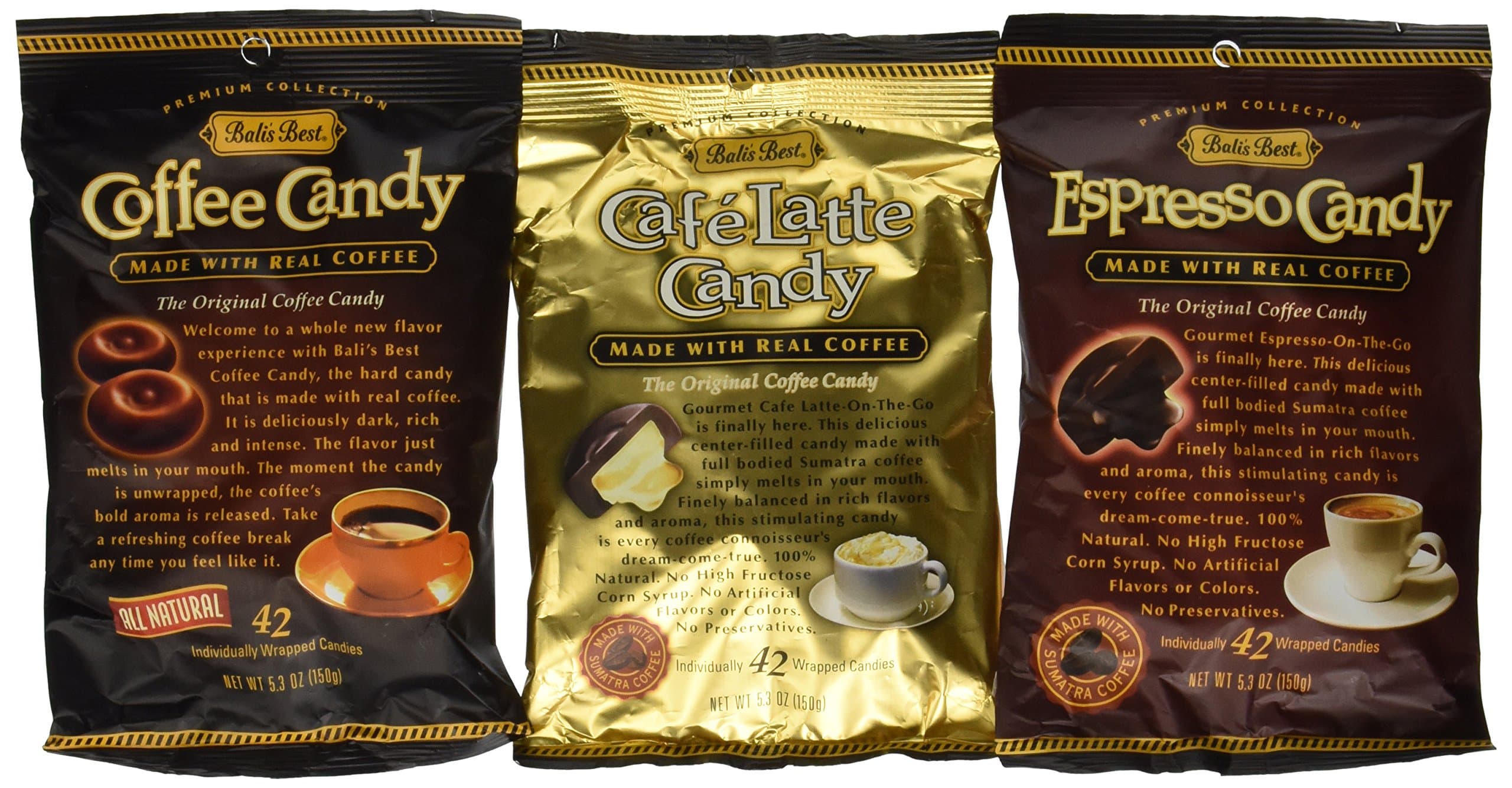 Bali's Best Coffee, Espresso and Latte Candy Three Pack, 5.3oz