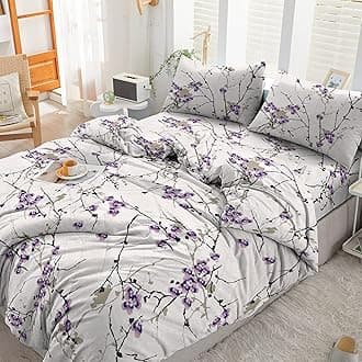 3PCS Double Duvet Cover Set, 100% Egyptian Cotton, 400 Thread Count, Floral Printed Double Bedding Set with Pillowcase