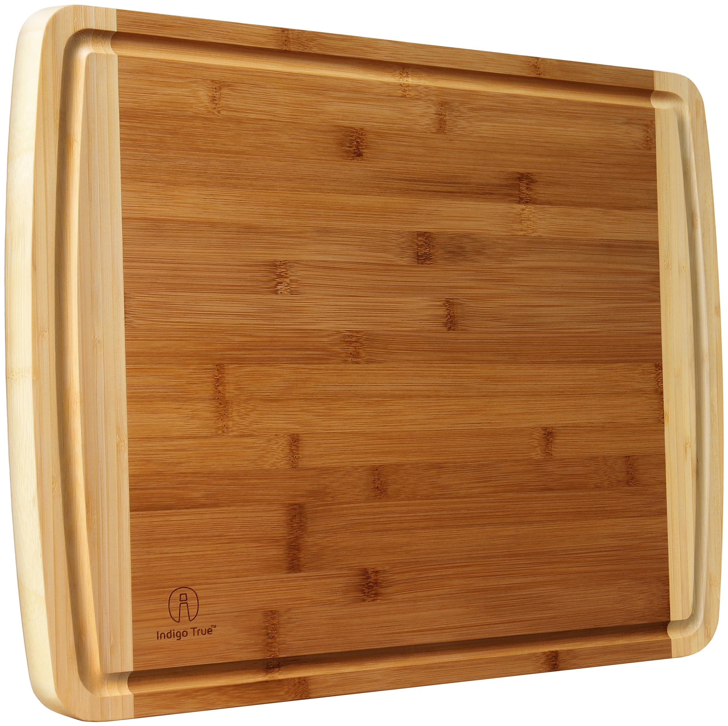 Indigo True Bamboo Cutting Board - Extra Large 17.5" x 13.5" Built-in Deep Drip Juice Groove