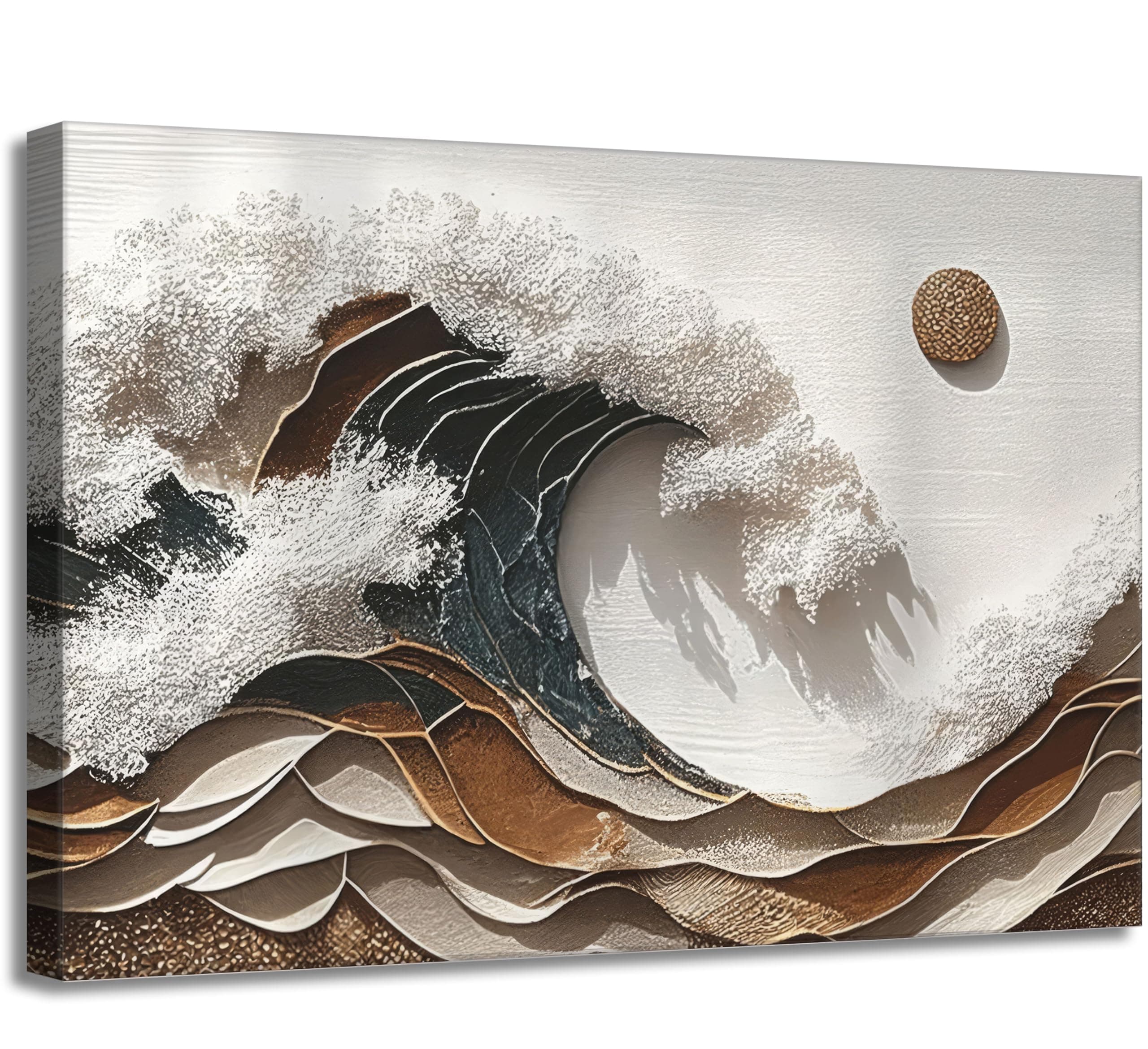 Abstract Ocean Wave Canvas Wall Art Boho Coastal Posters Prints Clever Home Decor Pictures for Living Room and Bedroom Framed