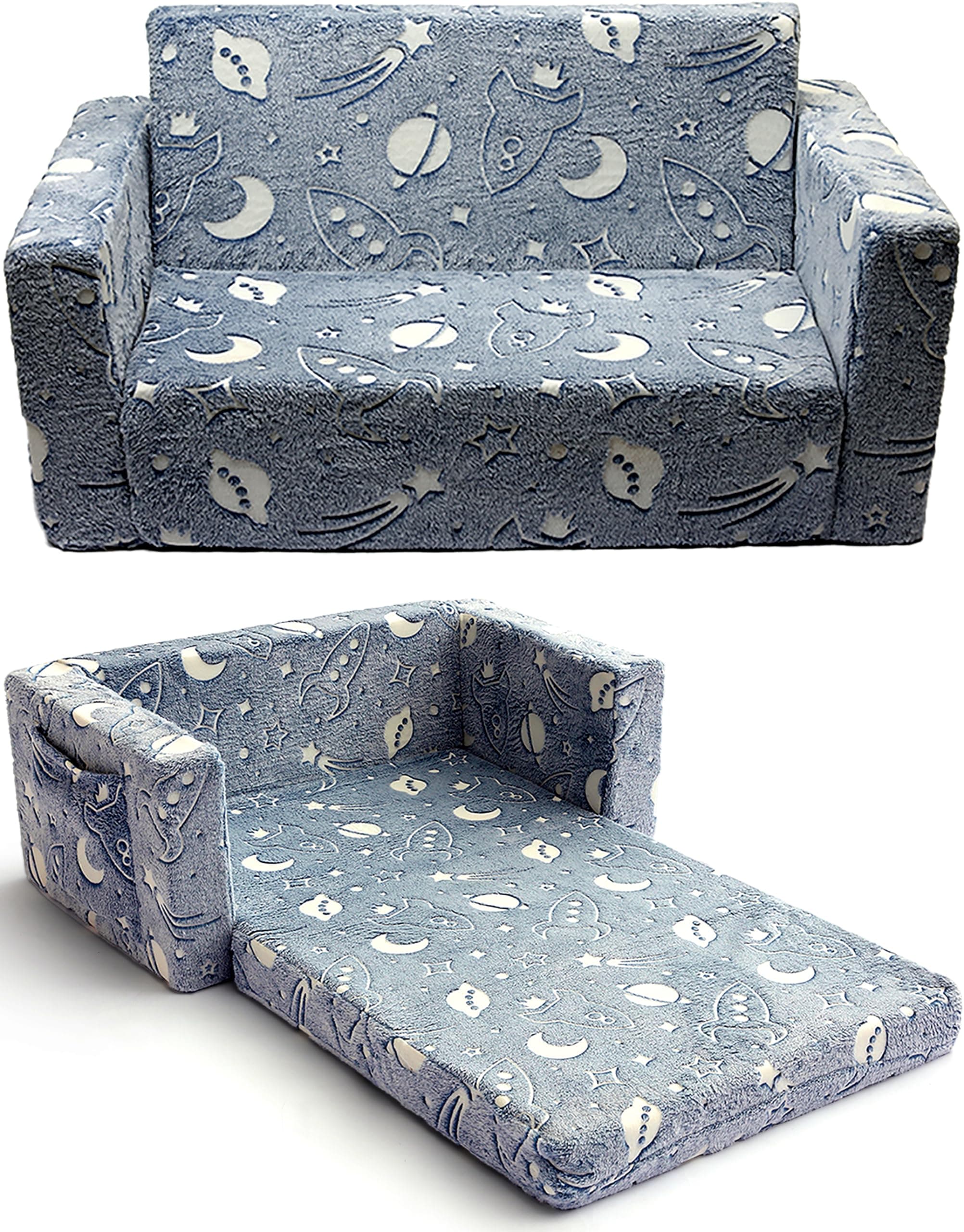 nimbooToddler Sofa - Medium Soft for Comfort - Extra Wide - Space Pattern