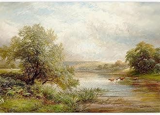 IDEA4WALL Removable Wall Sticker/Wall Mural Pastel Scenic Forest Tree Valley Nature Wilderness Illustrations Fine Art Farmhouse/Country Landscape Rustic for Living Room, Bedroom, Office - 66"x96"