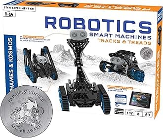 Thames & Kosmos | Robotics Smart Machines: Tracks & Treads | for Kids 8+ | STEM Kit Builds 8 Robots | Color Manual to Help with Assembly | Requires Tablet or Smartphone | Parents' Choice Silver Award