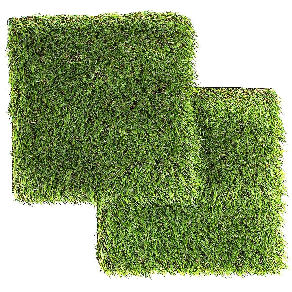 Artificial Grass Square Tiles, 12.2 x 12.2 Inch (2 Pack)