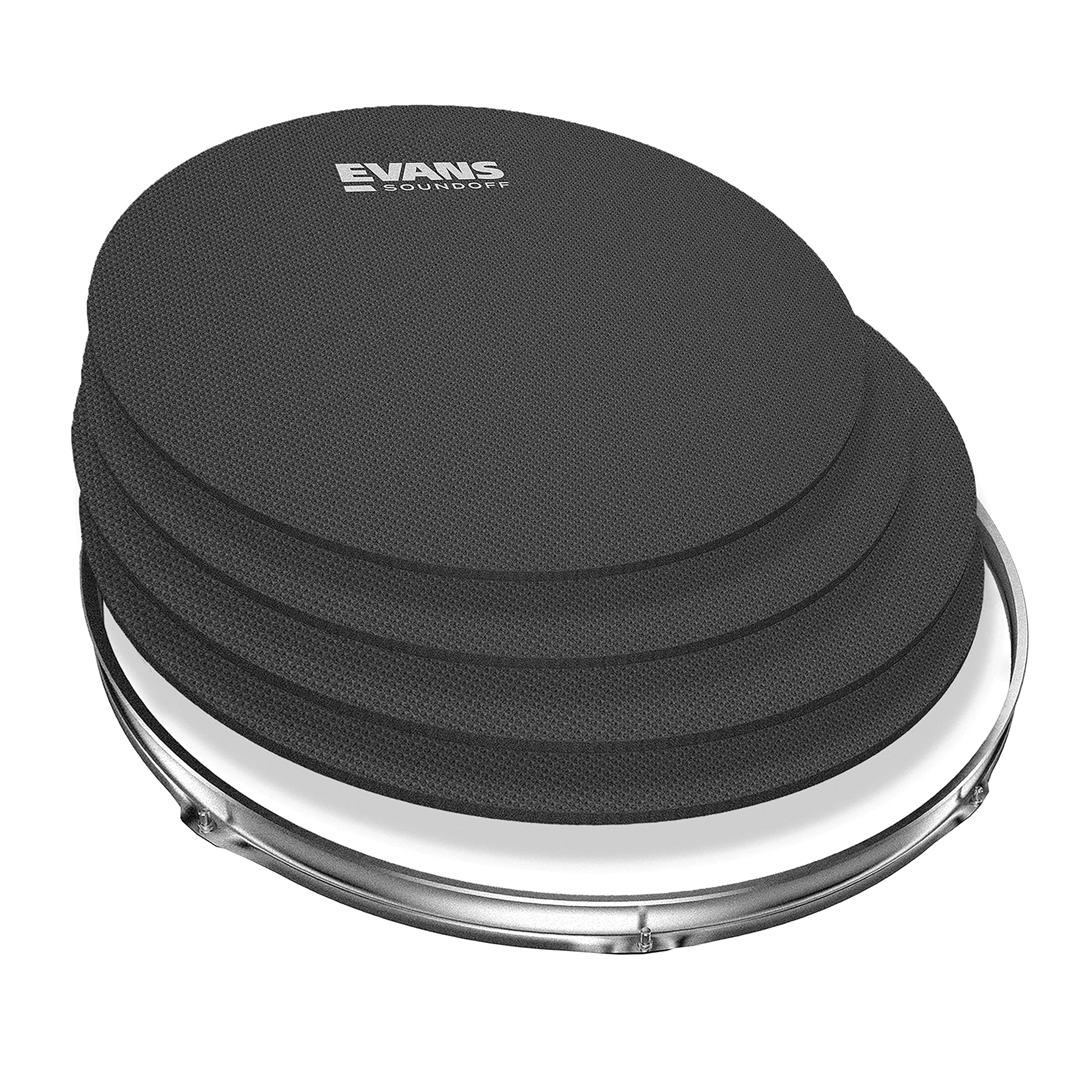Evans Soundoff Drum Mute Pads - Full Box Drum Pad Set - Drum Mutes Pack - 4 Tom/Snares - Great for Silencing Drum Kits to Practice - Standard Box Set - 4-Pack