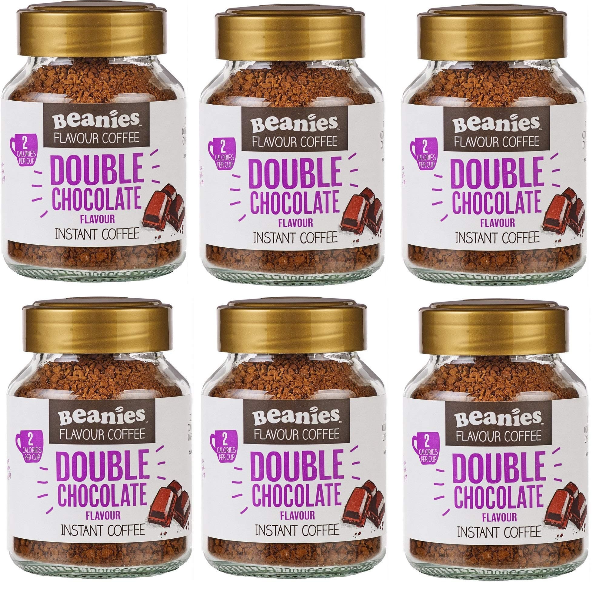 Beanies Double Chocolate Flavour Instant Coffee 50g, 6 Pack