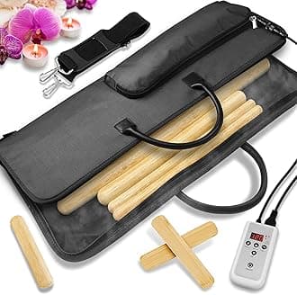SereneLife Bamboo Heated Massage Sticks Warmer Electric Portable Kit with Digital Controller, 8 Bamboo Massage Sticks for Spa Therapy & Muscle Relaxation