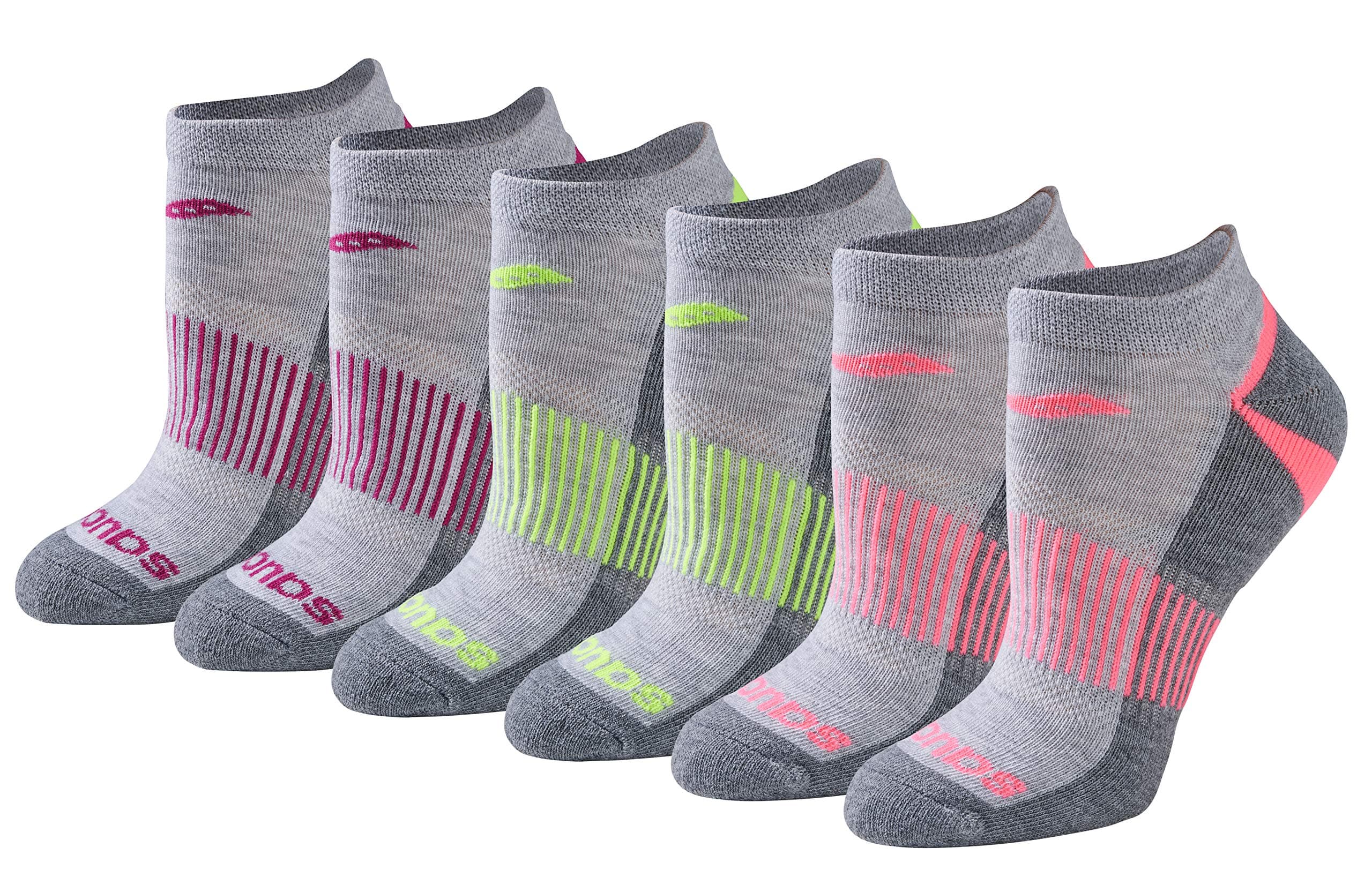 Saucony Women's RunDry Performance Selective Cushion Socks, Available in S-L (6, 12 Pairs)