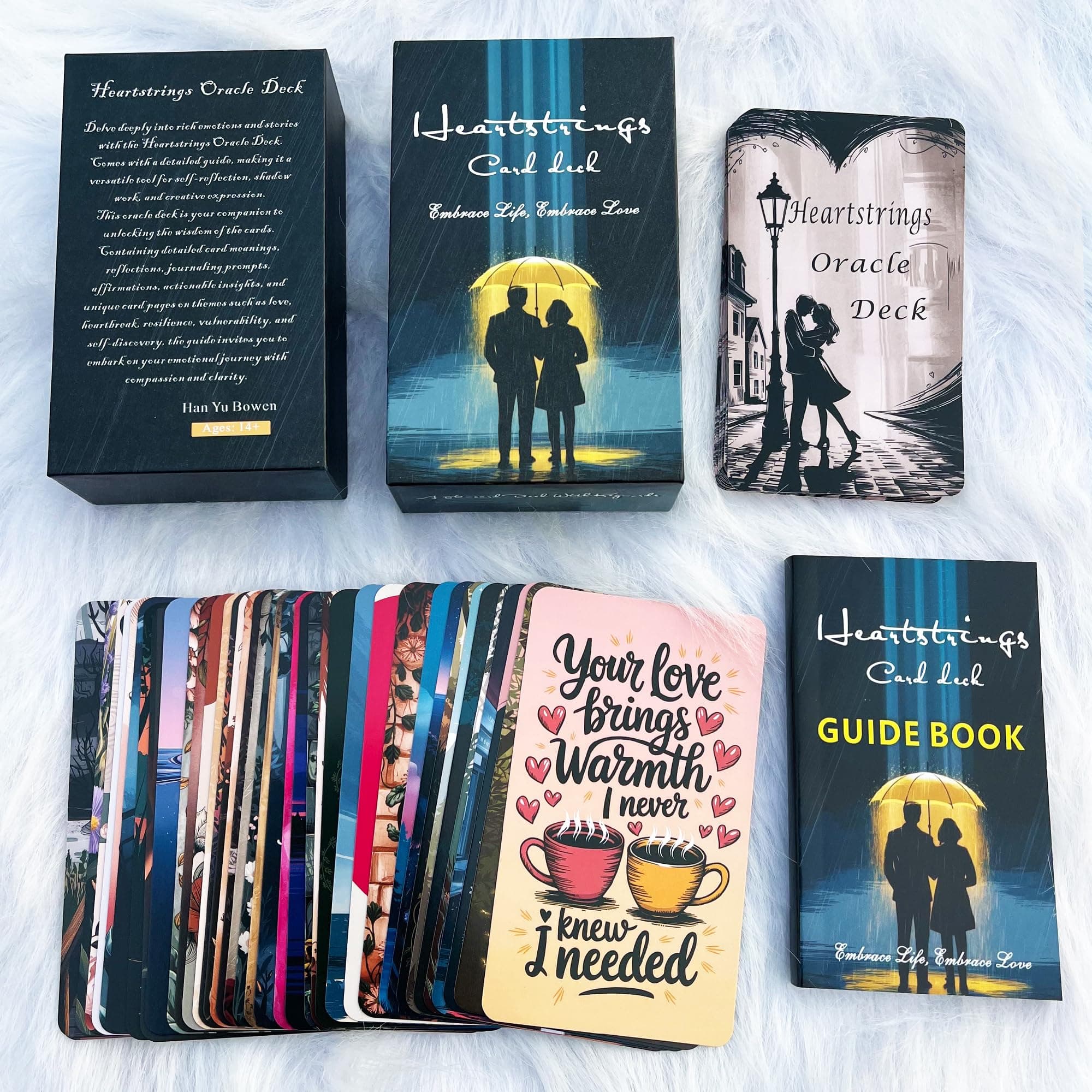 Heartstring Oracle Cards, Twin Flame Love Oracle Cards, Oracle Deck and tarot cards for Beginners, 56 card with a detailed guidebook, emotional growth, reflections, journal prompts, affirmations