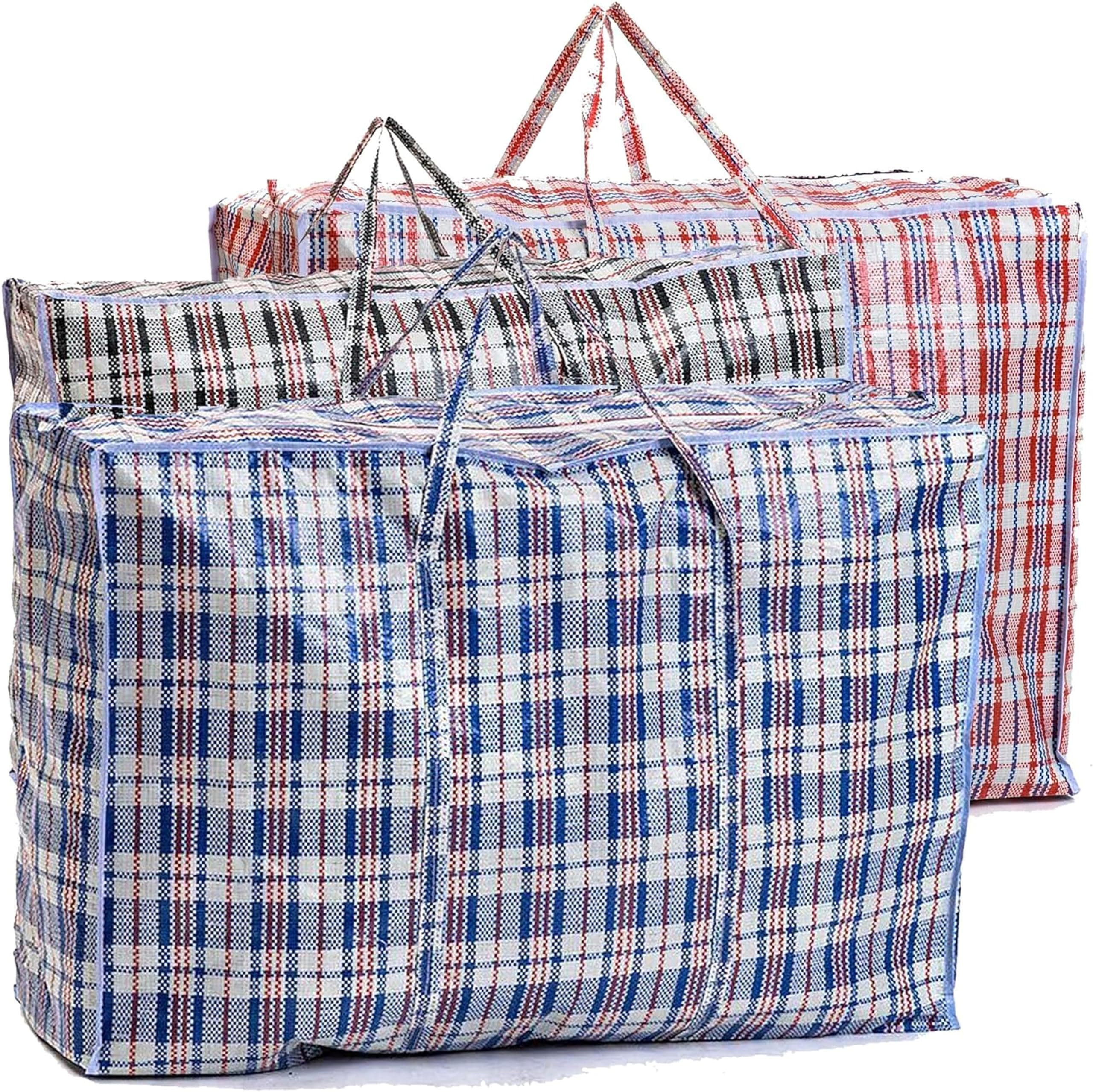 5 Pack Strong & Durable Large Laundry Bags, Ideal for Laundry/Storage/Moving House/Shopping | Reusable Laundry Bag with Zip, 80cm x 60cm (Multiple)