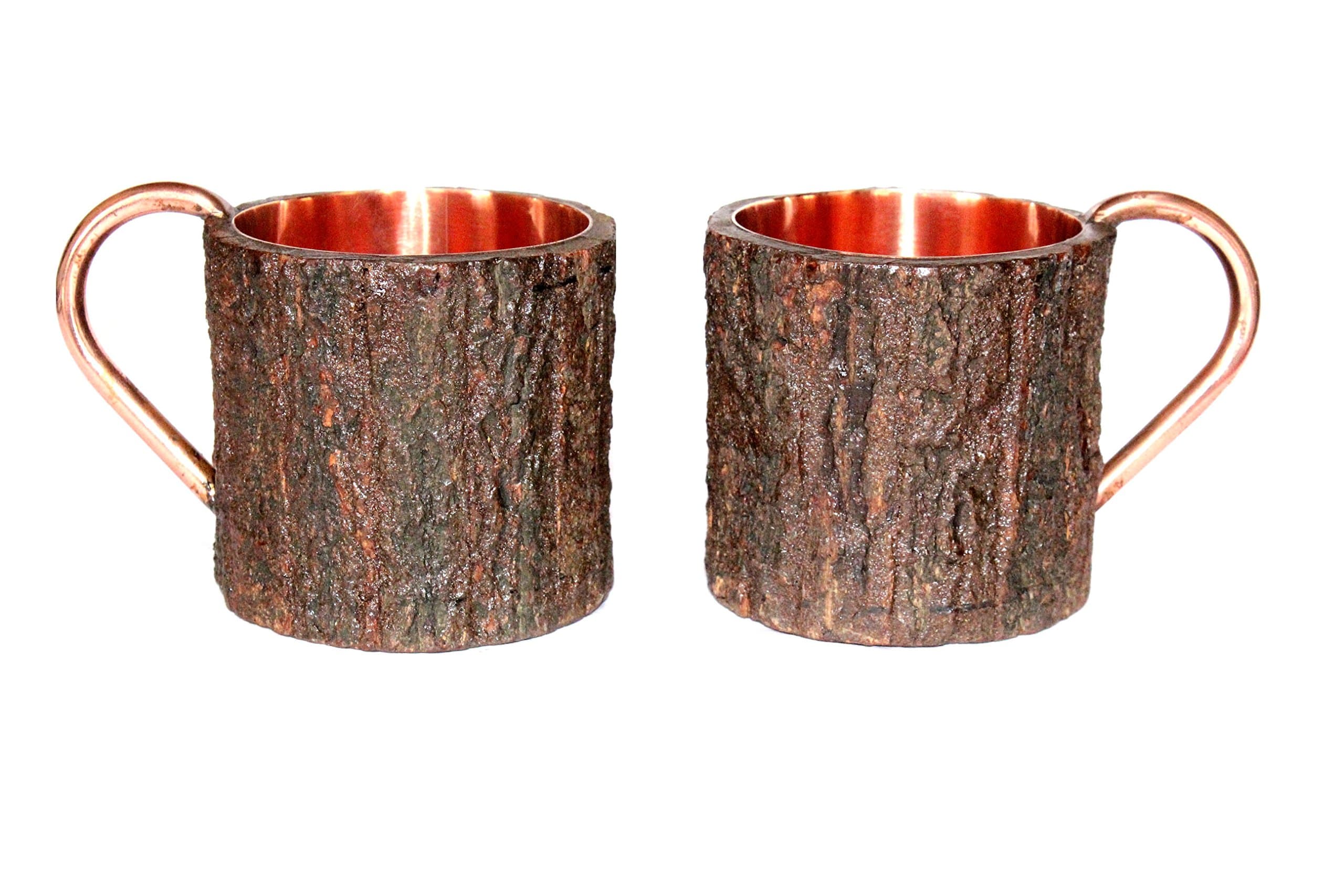 copper Cup Drinking Tankard Authentic Medieval Inspired drinking Mug with wood inlay (set of 2)