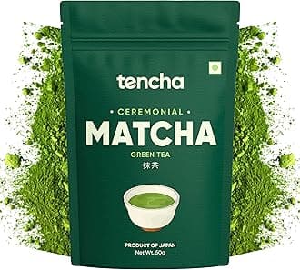 Tencha Ceremonial Matcha | Japanese Matcha Green Tea Powder | Sourced from Shizouka, Japan | Vegan | No Artificial Sweeteners | 50 GM, Pack of 1