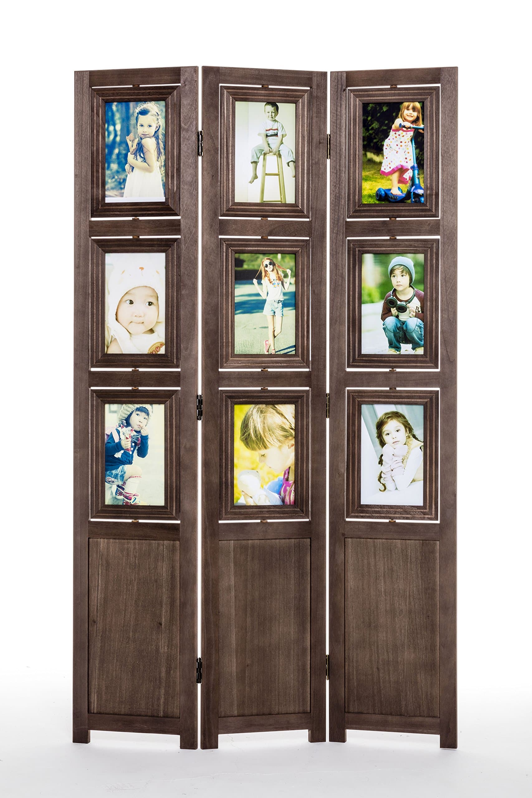 Ehemco 3-Panel Folding Photo Screen/Room Divider in Dark Brown