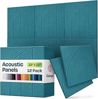 Acoustic Panels 12-Pack Soundproof Wall Panels 12"x12"x0.4" Decorative Sound Dampening for your Home, Office, Studio, Bedroom & More with Unique ModuArc Carving [Light Turquoise]